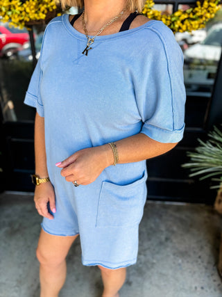 Dusty Blue Weekend Wander Romper