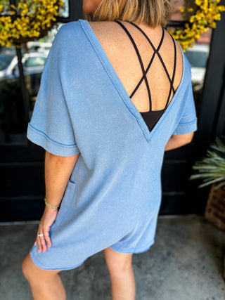 Dusty Blue Weekend Wander Romper