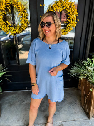 Dusty Blue Weekend Wander Romper