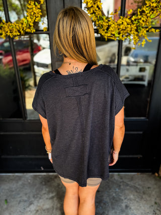Black Oversized Slub Tee