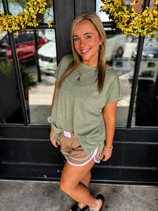Olive Oversized Slub Tee