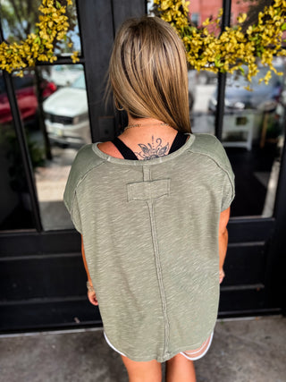 Olive Oversized Slub Tee