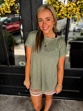 Olive Oversized Slub Tee