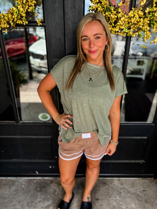 Olive Oversized Slub Tee