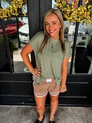 Olive Oversized Slub Tee