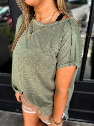 Olive Oversized Slub Tee