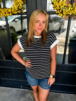 Black Lennox Lane Stripe Top