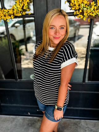 Black Lennox Lane Stripe Top