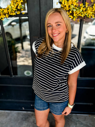 Black Lennox Lane Stripe Top