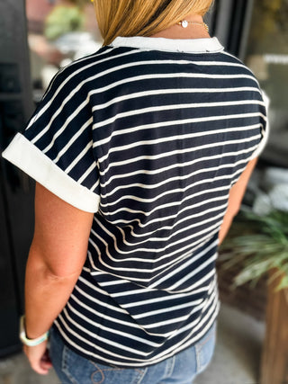 Black Lennox Lane Stripe Top