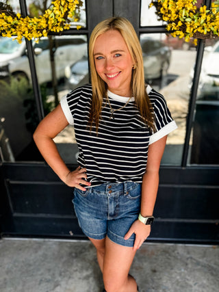 Black Lennox Lane Stripe Top