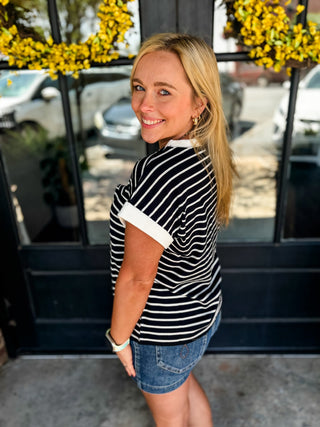 Black Lennox Lane Stripe Top