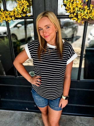 Black Lennox Lane Stripe Top