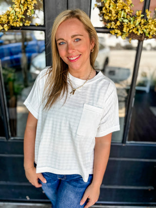 White Sutton Textured Top