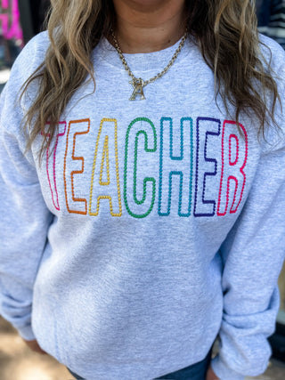 TEACHER Dot Embroidered Sweatshirt