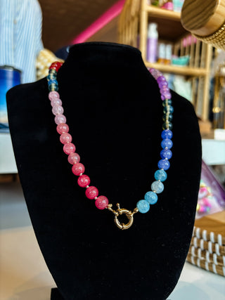 Rainbow Row Glass Beaded Necklace