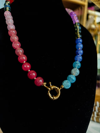 Rainbow Row Glass Beaded Necklace