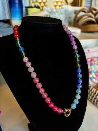 Rainbow Row Glass Beaded Necklace