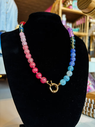 Rainbow Row Glass Beaded Necklace