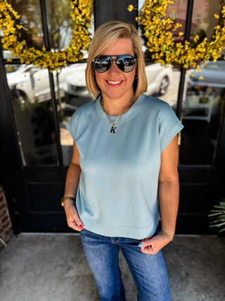 Blue Grey Cloud Nine Scuba Top
