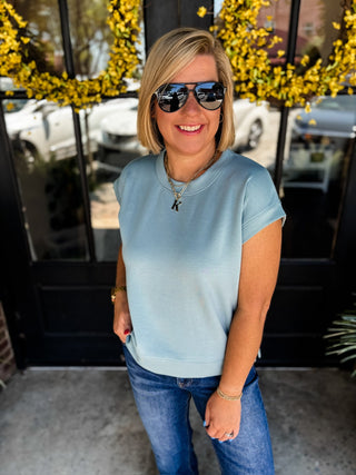Blue Grey Cloud Nine Scuba Top