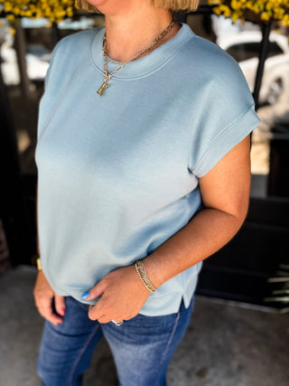 Blue Grey Cloud Nine Scuba Top