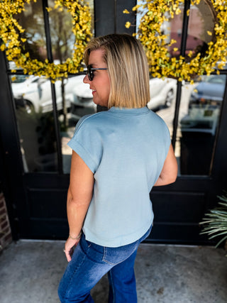 Blue Grey Cloud Nine Scuba Top