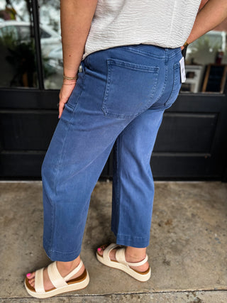 Blackberry Cropped Wide Leg Denim Pants | Zenana