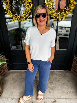 Blackberry Cropped Wide Leg Denim Pants | Zenana