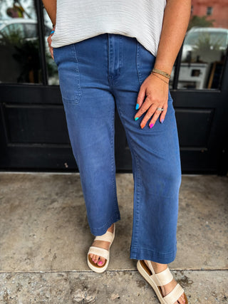 Blackberry Cropped Wide Leg Denim Pants | Zenana