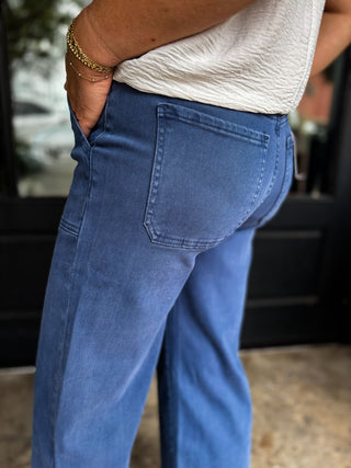 Blackberry Cropped Wide Leg Denim Pants | Zenana