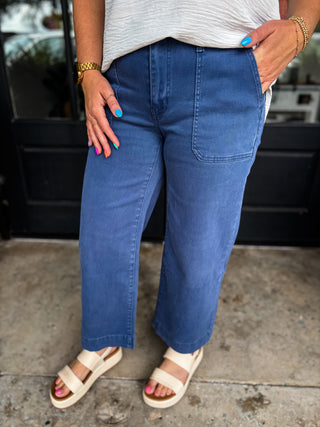 Blackberry Cropped Wide Leg Denim Pants | Zenana