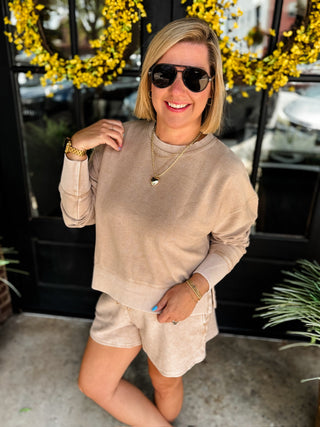 Mocha Corded Drawstring Shorts