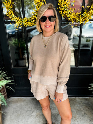 Mocha Corded Drawstring Shorts