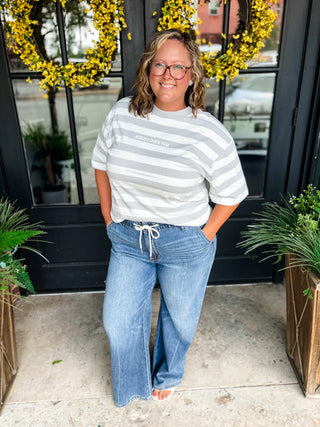 Featherweight Palazzo Elastic Waistband Jeans | Judy Blue