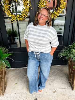 Featherweight Palazzo Elastic Waistband Jeans | Judy Blue