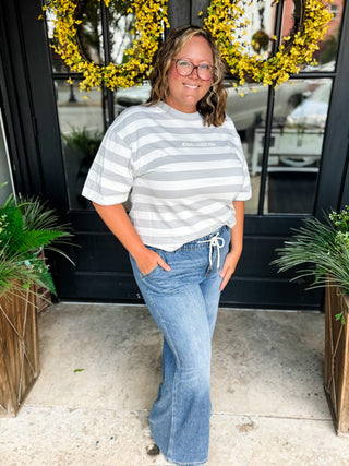 Featherweight Palazzo Elastic Waistband Jeans | Judy Blue