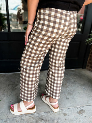 Mocha Check Mate Wide Leg Pants