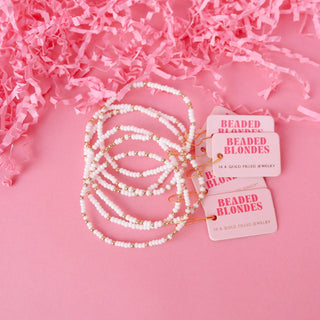 White Sprinkle Bracelet | Beaded Blondes