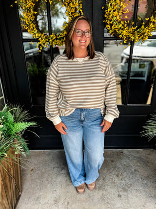 Butter Cream Waffle Stripe Top