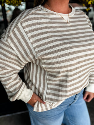 Butter Cream Waffle Stripe Top