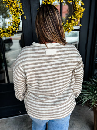 Butter Cream Waffle Stripe Top