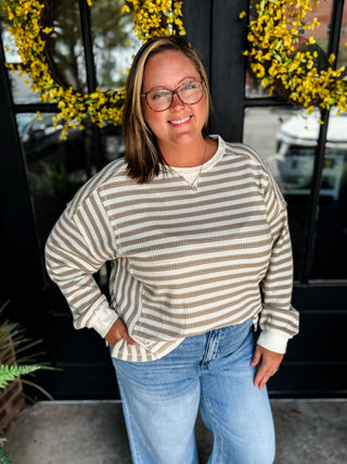 Butter Cream Waffle Stripe Top