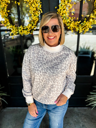 Lilah Leopard Mockneck Sweatshirt