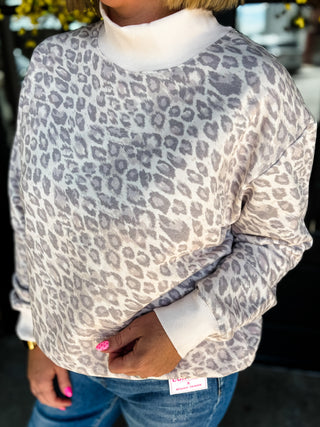 Lilah Leopard Mockneck Sweatshirt