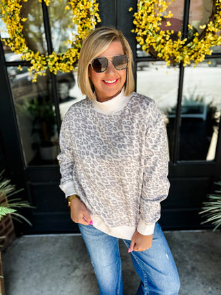 Lilah Leopard Mockneck Sweatshirt