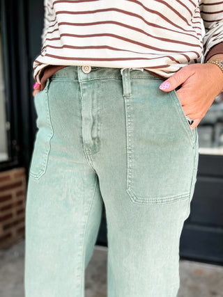 Sage Cropped Wide Leg Denim Pants | Zenana