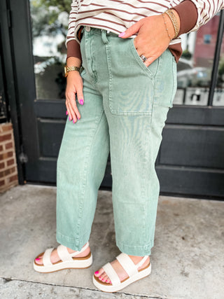Sage Cropped Wide Leg Denim Pants | Zenana