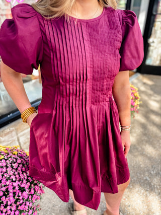 Merlot Pintuck Dress