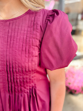 Merlot Pintuck Dress